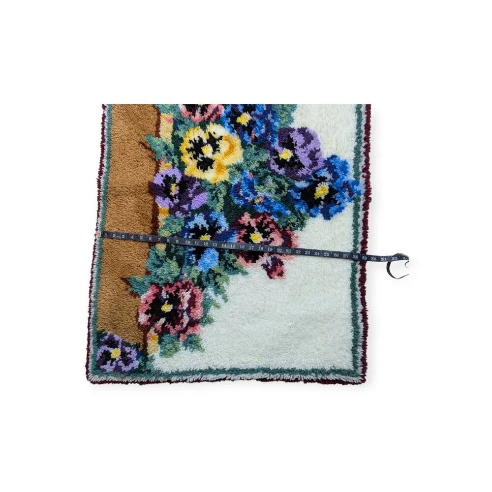 Handmade Colorful Pansy Soft Large Latch Hook Rug 42